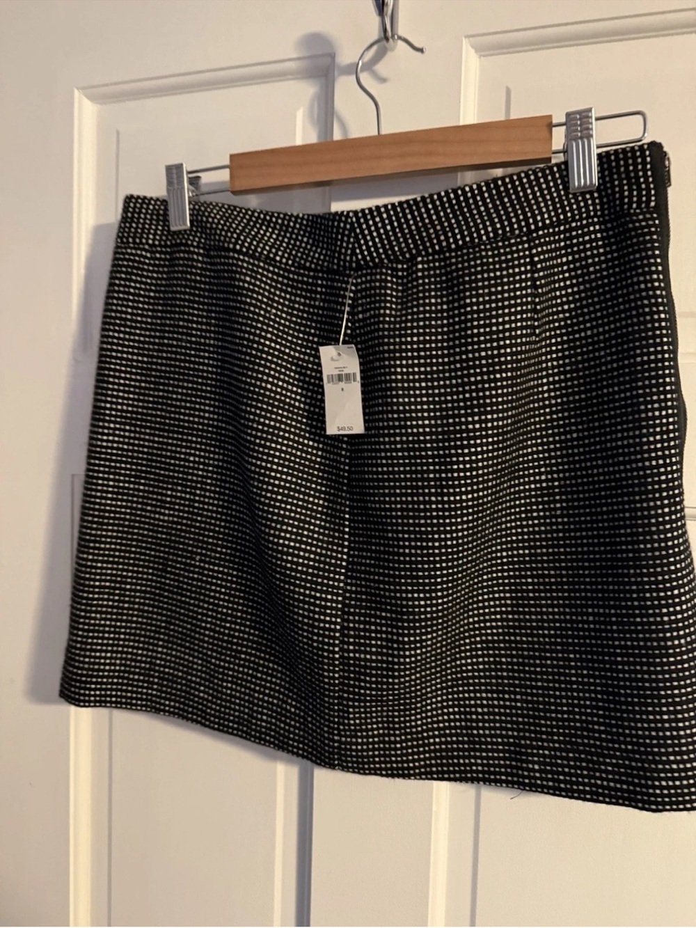 GAP Black and White Micro-Check A-Line Mini Skirt